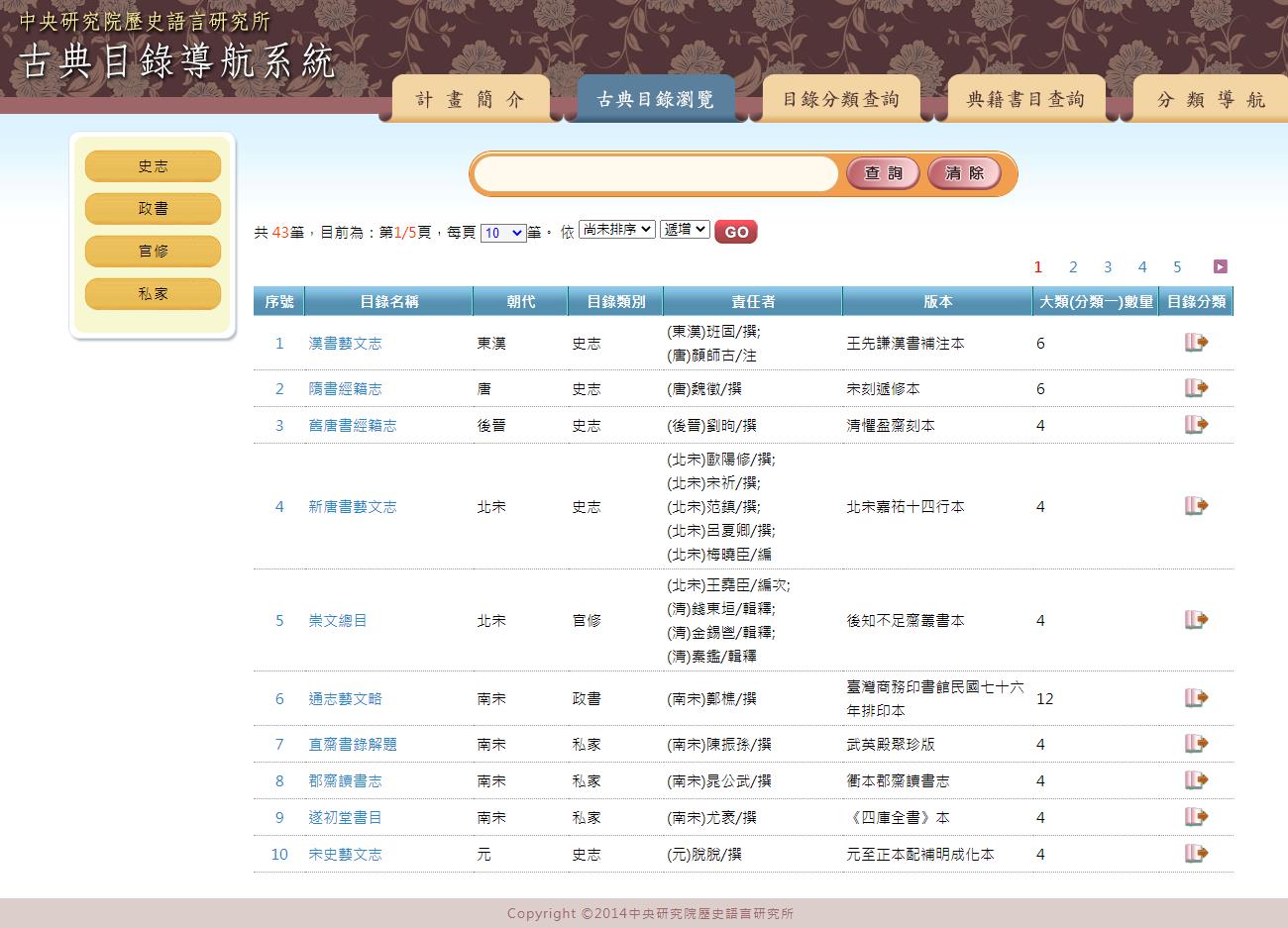 古典目录导航 台湾