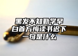 黑发不知勤学早白首方悔读书迟下一句是什么